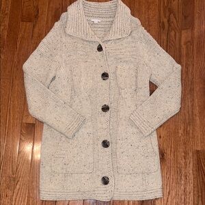 J. Jill Beige Wool Knit Long Button Down Cardigan Women’s Size Small
